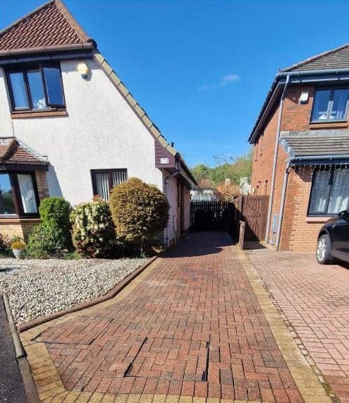 Red block driveway and side path