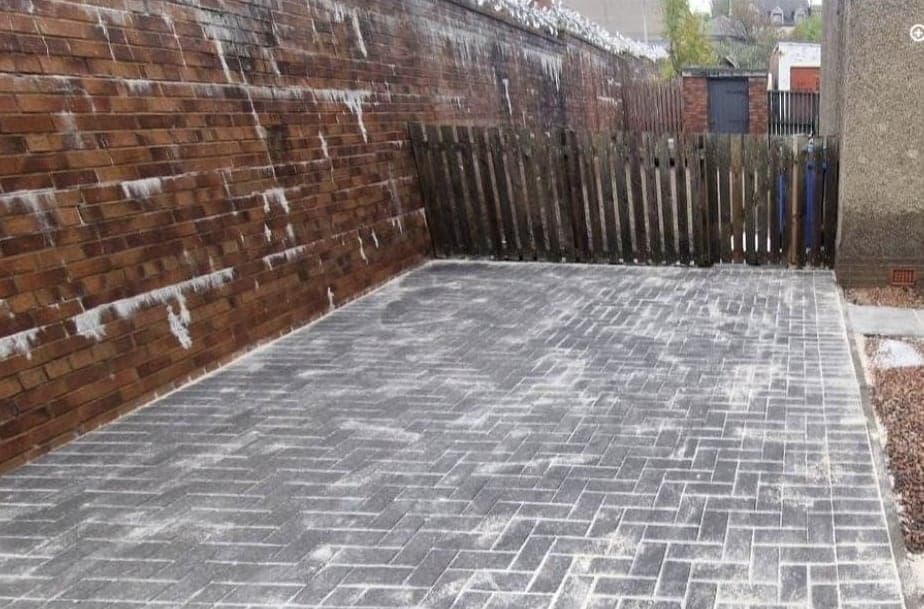 Block paved patio, cleaned by Steam King