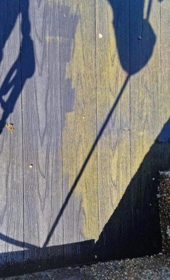 Decking before cleaning, cleaned by Steam King